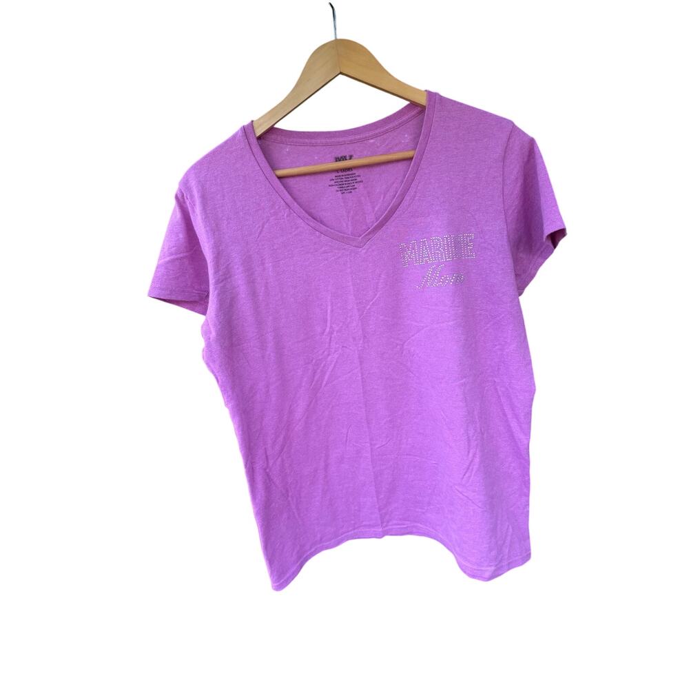 MV Sport Marine Mom Rhinestone Tee Pink L
